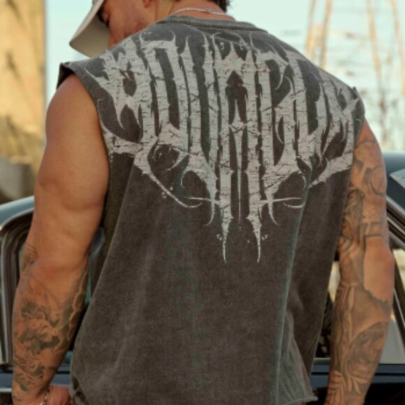 YoungLA Other - YOUNGLA Anarchy Cropped Tank Men Medium Black Wash Cut Off Sleeveless Distressed